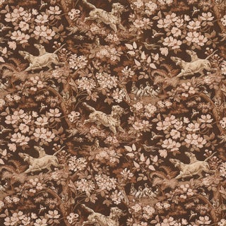 Schumacher Hound Meadow Fabric In Sepia For Sale