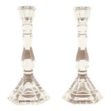 Tiffany & Co. Clear Crystal Candlesticks, Pair For Sale