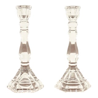 Tiffany & Co. Clear Crystal Candlesticks, Pair For Sale