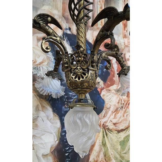 Napoleon III Gilt Bronze 5-Light Chandelier For Sale - Image 4 of 8