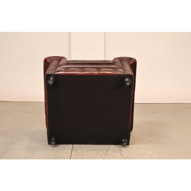 Chesterfield Style Pair of Oxford Red Leather Club Chairs For Sale - Image 17 of 18