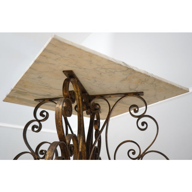 Pietra Dura Style Iron Base Marble Top Table For Sale - Image 12 of 12