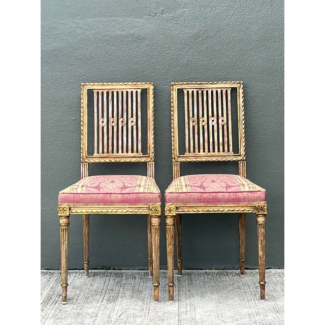 Vintage Swedish Chippendale Gilt Wood Side Chairs - Pair For Sale - Image 12 of 12