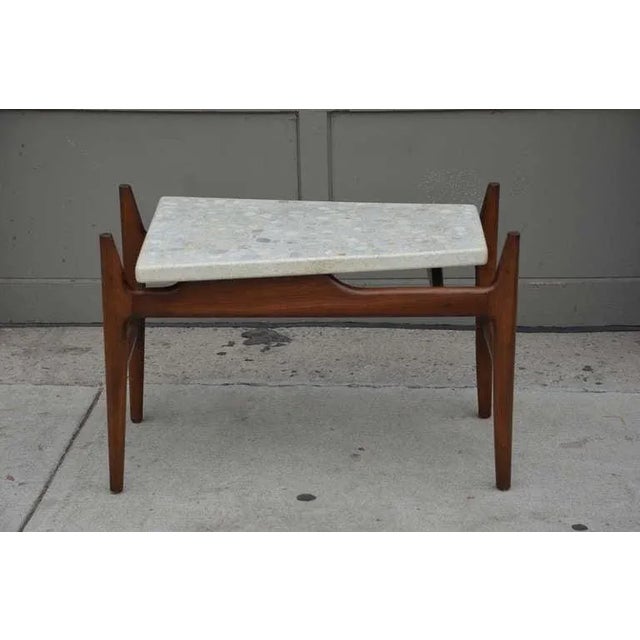 Mid-Century Modern Trapeze Terrazzo Side Table For Sale - Image 3 of 9