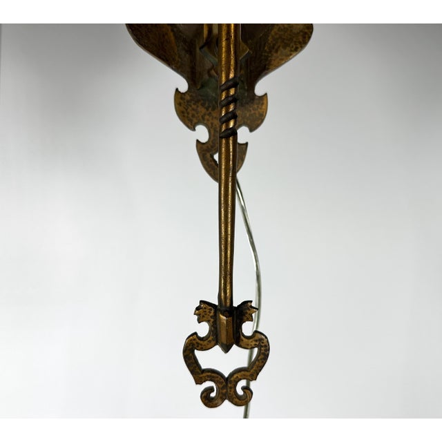 Spanish Revival Brass Wall Sconce: Gothic Dragon Design, c. 1910-1920 For Sale - Image 4 of 10