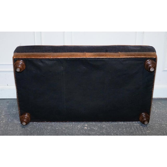 Large Tetrad Constable Ottoman in Blue Fabric and Leather Base For Sale - Image 12 of 15