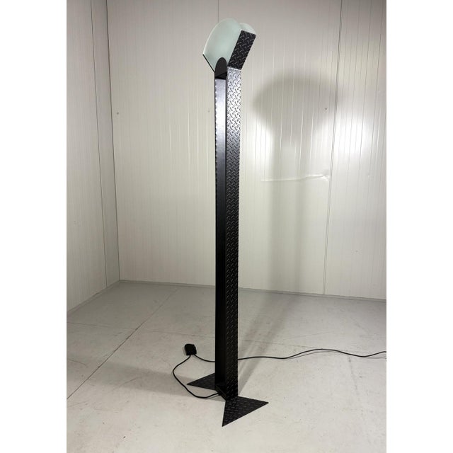 Italian Floor Lamp in Steel Tear Plate and Glass, 1980s For Sale - Image 18 of 18