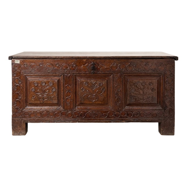 Antique Oak Wooden Chest For Sale