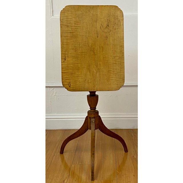 18th to 19th Century American Curly Maple Tilt Top Candlestick Table For Sale - Image 13 of 13