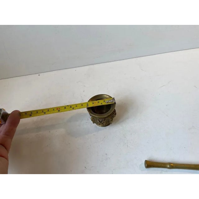 Antique French Mortar with Lion Faces in Bronze For Sale - Image 5 of 8