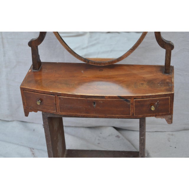 Antique Georgian shield framed dresser/shaving mirror with original antique glass. All dovetail construction , and...