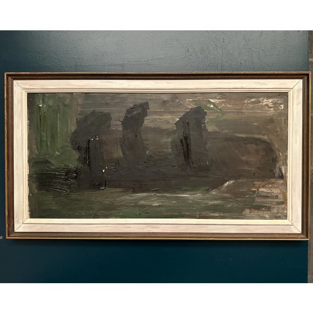 Jonne Bergström, Dark Abstract, 1950s, Oil on Canvas, Framed For Sale - Image 14 of 17