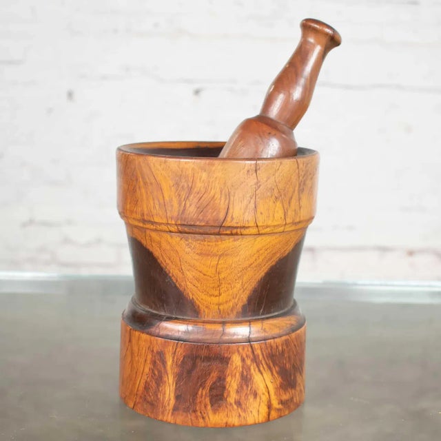 Vintage Mid-Century Modern Mortar and Pestle or Objet d'Art Hand Turned Wood For Sale - Image 9 of 12