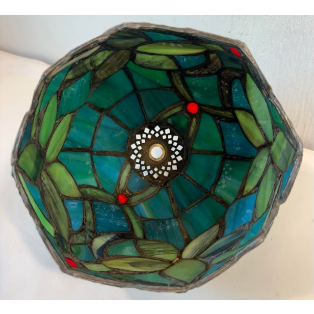 Glass Vintage Petite Stained Glass Lamp Shade For Sale - Image 7 of 7