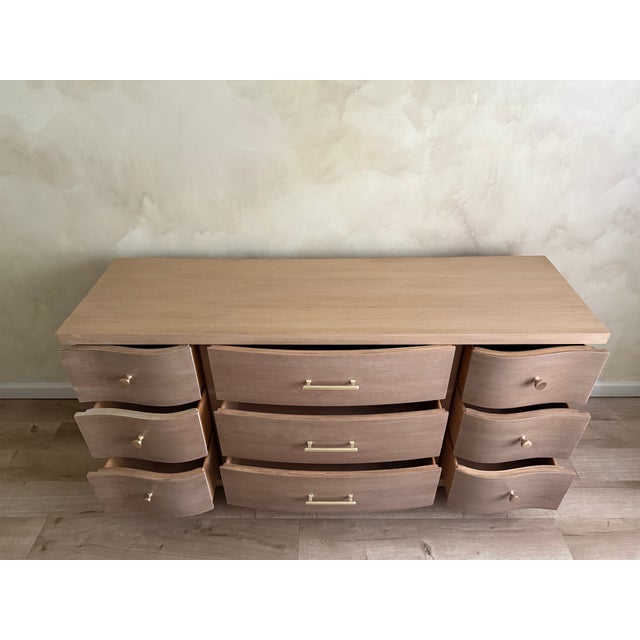 1970s 1970s Mid-Century Modern Natural Wood 9-Drawer Dresser For Sale - Image 5 of 9