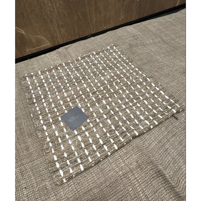 Rh Restoration Hardware Nazaré Stitched Stripe Pillow Cover 20" × 20" Square | Burnt Caramel For Sale - Image 11 of 14