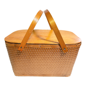Vintage 1950s Classic Americana Redmon Woven Picnic Basket