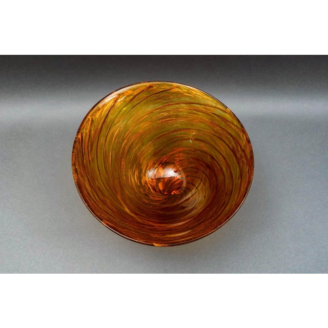 Mid 20th Century Cristalleria Stile d'Arte Murano Aventurine Swirl Art Glass Centerpiece Bowl For Sale In Miami - Image 6 of 10