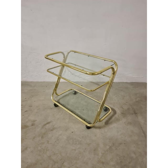 Morex Glass and Gold Metal Trolley, 1980s For Sale - Image 5 of 14