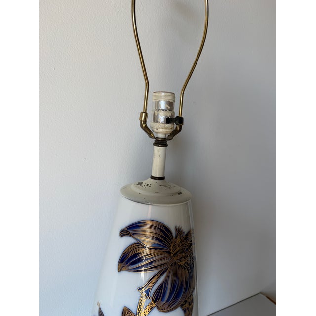 1960s Vintage German Heinrich and Co Echt Kobalt Cobalt Blue & Gold Porcelain Table Lamp For Sale - Image 11 of 12