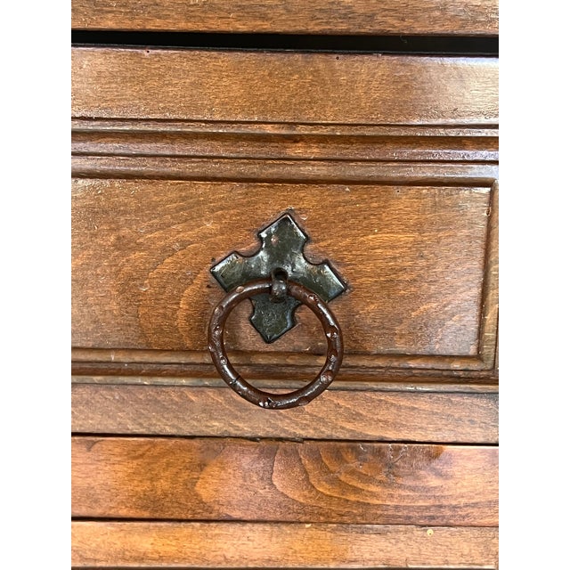 Brown 20th Catalan Spanish Baroque Carved Walnut Tuscan Chest of Drawers or Nightstand For Sale - Image 8 of 9