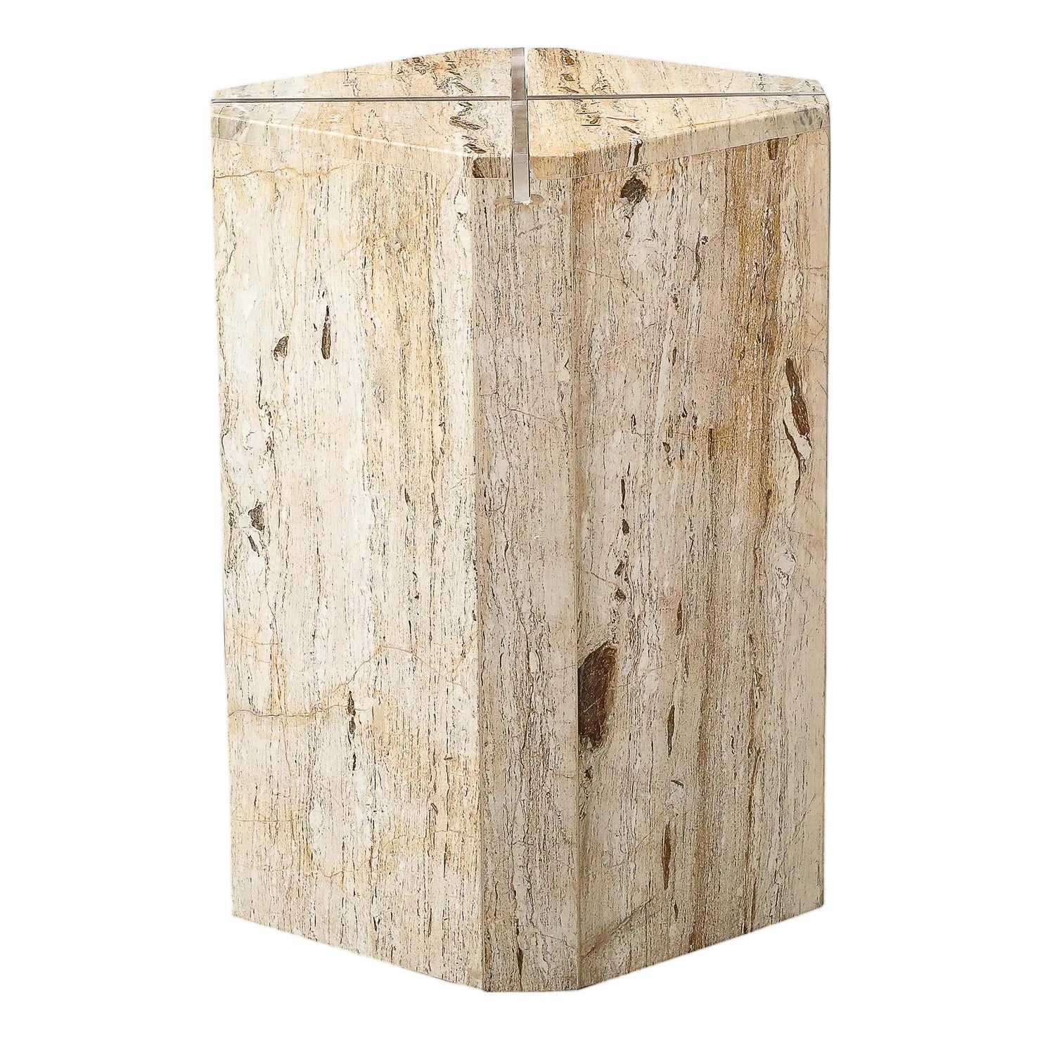 Sophisticated Mid-Century Modernist Crosslight Illuminating Travertine ...