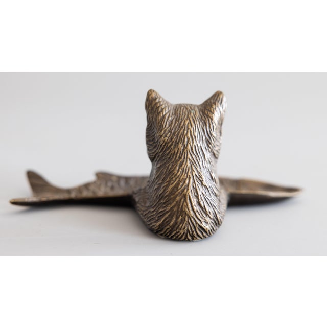 1930s Antique French Bronze Cat & Fish Pen Tray For Sale - Image 5 of 9