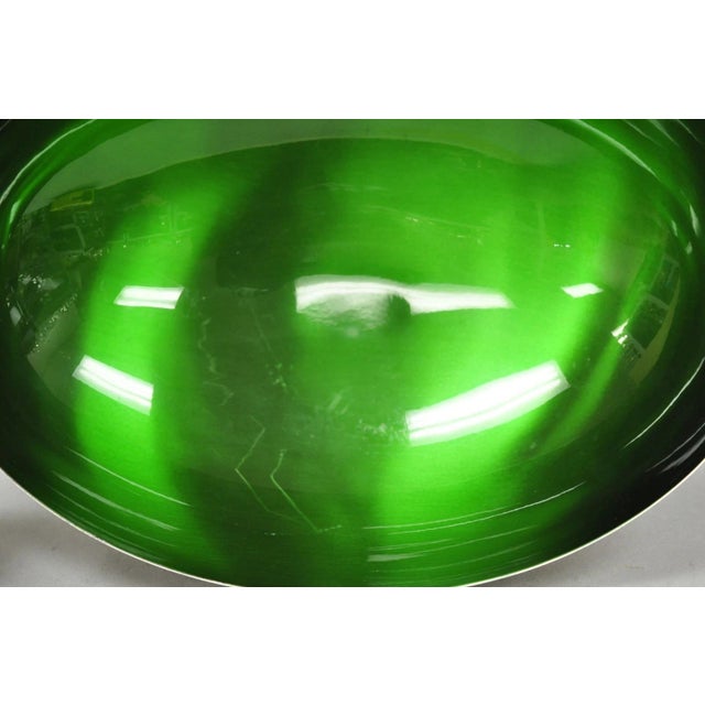 Green Vintage Wallace 9100 Modern Green Enamel Silver Plated Oval Serving Fruit Bowl For Sale - Image 8 of 9