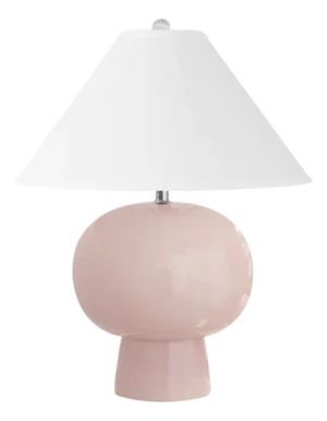 Matthew Izzo Home Annie Blush Ceramic Table Lamp With White Linen Coolie Shade