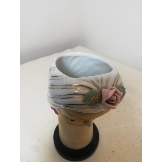 Brown Lady Head Vase by Ucagco, 1950s For Sale - Image 8 of 11