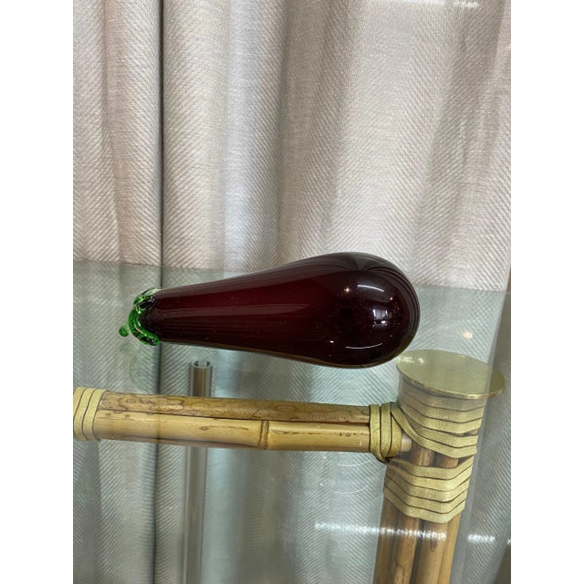 Vintage made in Italy 1970s hand blown glass egg plant decorative object.