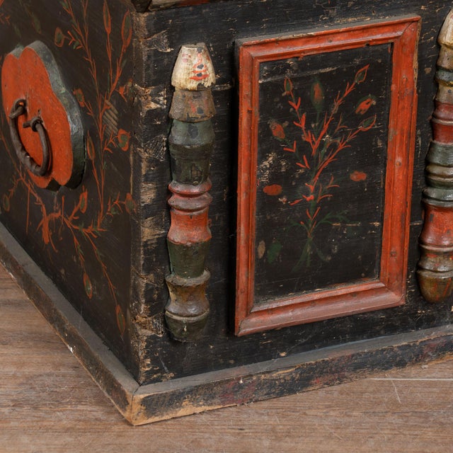 Original Hand Painted Flat Top Trunk Dated 1890 From Hungary For Sale - Image 11 of 17