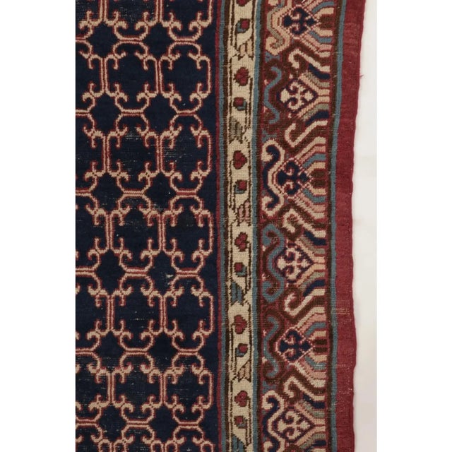 Vintage Turkish Anatolian Rug in Indigo & Red Geometric Lattice - Rug & Kilim For Sale - Image 9 of 9