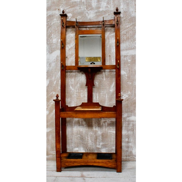 Antique Arts and Crafts Oak Hall Stand, 1880 For Sale - Image 10 of 11