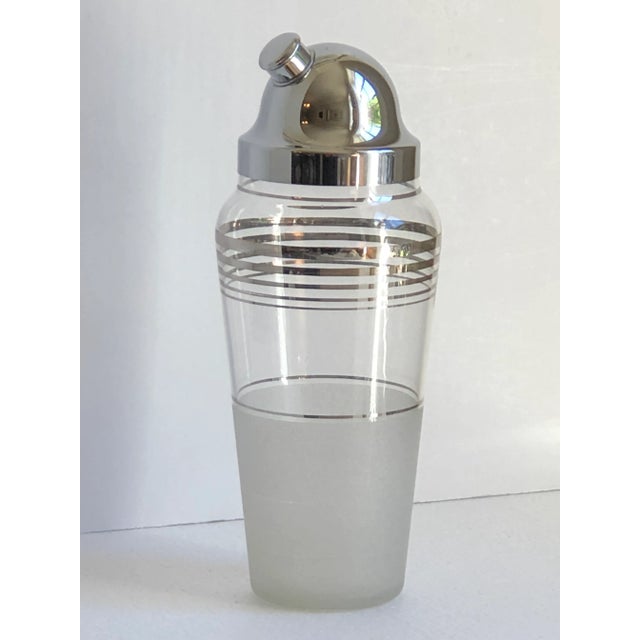 Mid 20th Century Mid-Century Modern Silver-Banded Glass Cocktail Shaker For Sale - Image 13 of 13