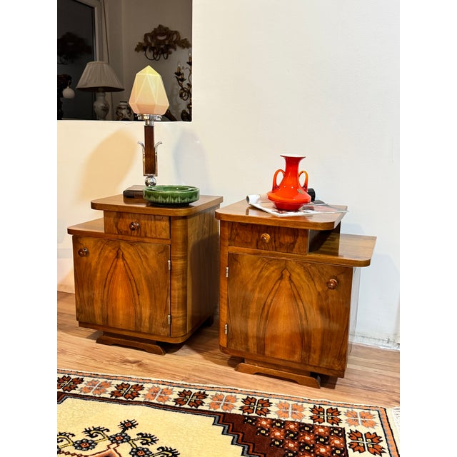 Art Deco Nightstands, Central Europe 1930s, Set of 2 For Sale - Image 4 of 13