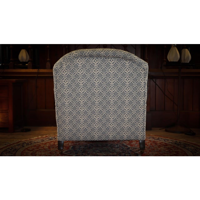 White Buttoned Lounge Chair in Ticking Fabric from Howard & Sons For Sale - Image 8 of 18
