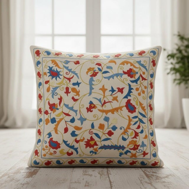 New Hand-Embroidered 100% Silk Cushion Cover – Authentic Uzbek Textile Art Elevate your home décor with this exquisite...