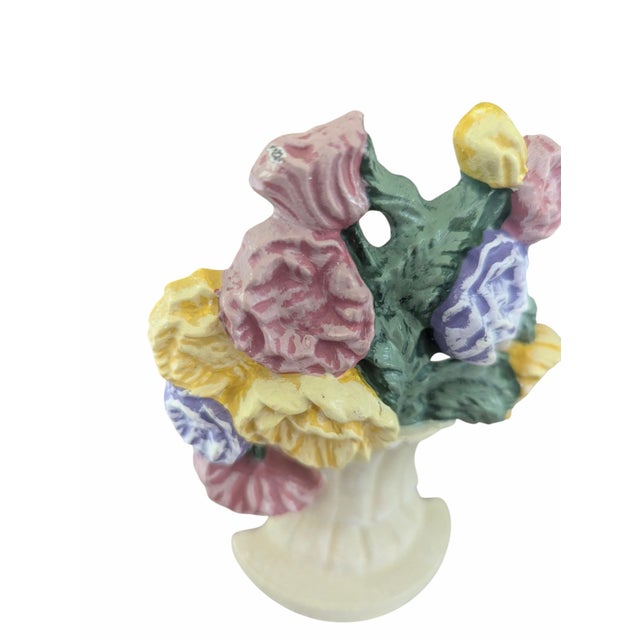Antique Basket of Flowers Floral Cast Iron Hubley Doorstop For Sale - Image 9 of 9