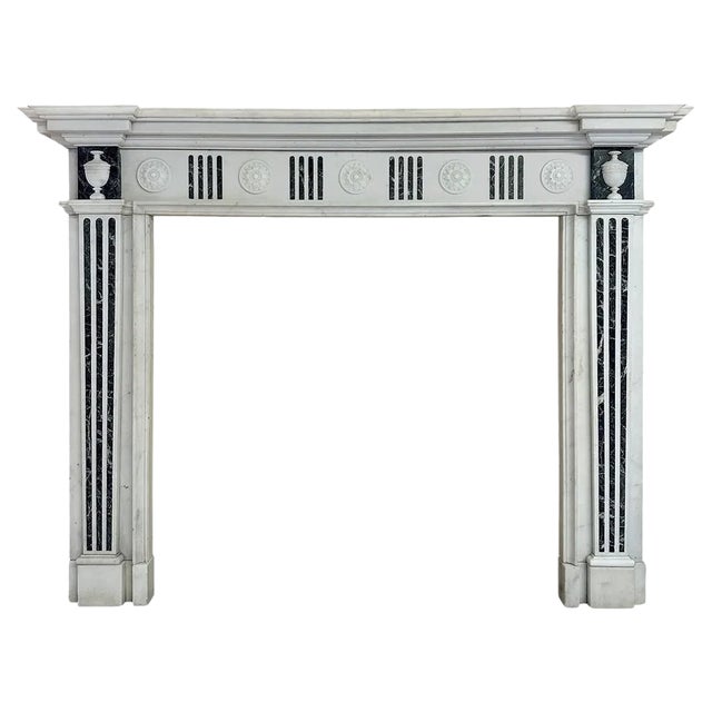 English George II Style Marble Fireplace Mantel, 1860s For Sale
