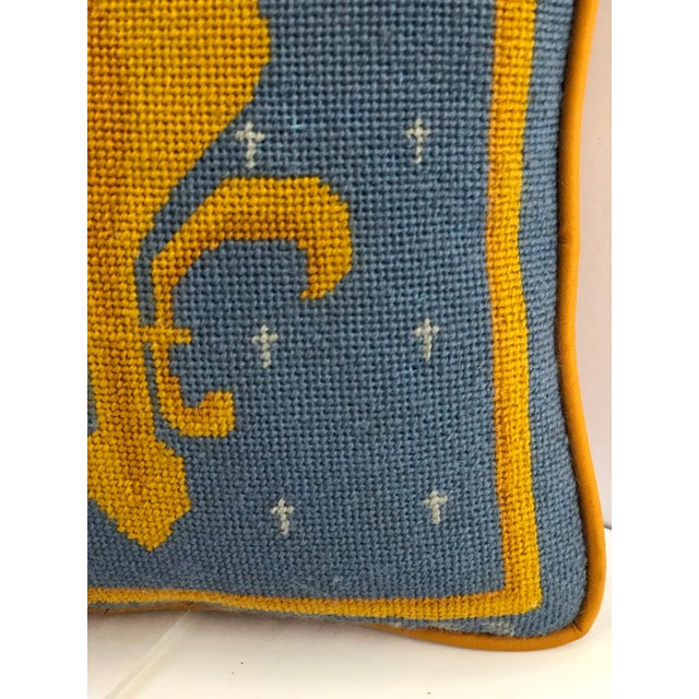 Vintage Fleur-De-Lis Petite Needlepoint Pillow For Sale In Atlanta - Image 6 of 10