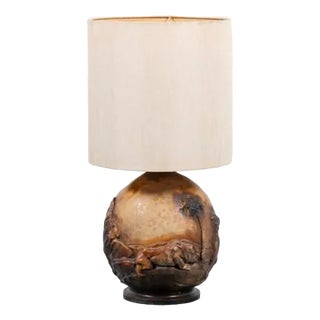 Vintage Danish Ceramic Relief Table Lamp, 1960s For Sale