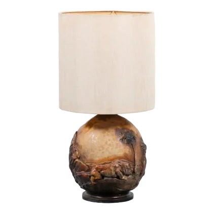 Vintage Danish Ceramic Relief Table Lamp, 1960s For Sale