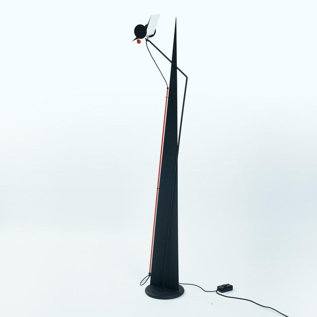 Incredible sculptural high post modern metal floor lamp by neukro-menden. the head can be either turned to the side or...