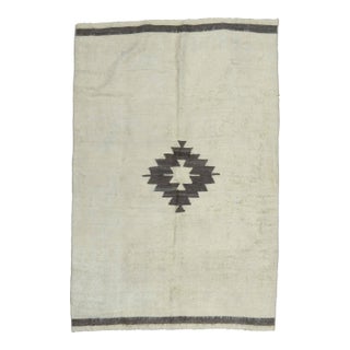 1970's Turkish Handmade Beige Kilim Rug For Sale