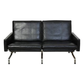 PK31 2-Seater Sofa in Black Aura Leather by Poul Kjærholm, 1985 For Sale