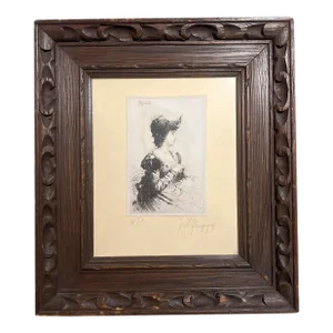 Ignaz Marcel Gaugengigl (German, 1855-1932) Profile of a Women Drypoint Etching