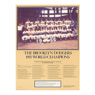 Rubin Pfeffer the Brooklyn Dodgers 1955 World Champions 24" X 18" Poster 1987 Brown For Sale