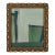 “Seahorse" Green Abstract Art in Vintage Frame, Transitional Living Room Art by JTS For Sale