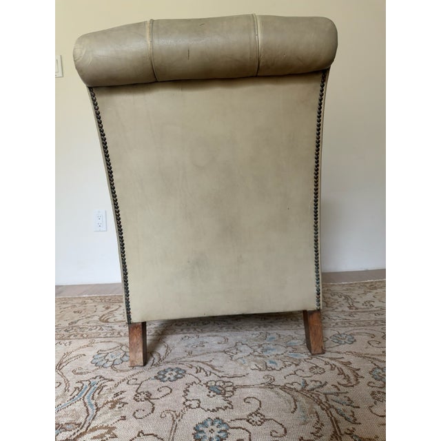 French Vintage Tufted Leather Fireside Chair, French, Circa 1950s For Sale - Image 3 of 8